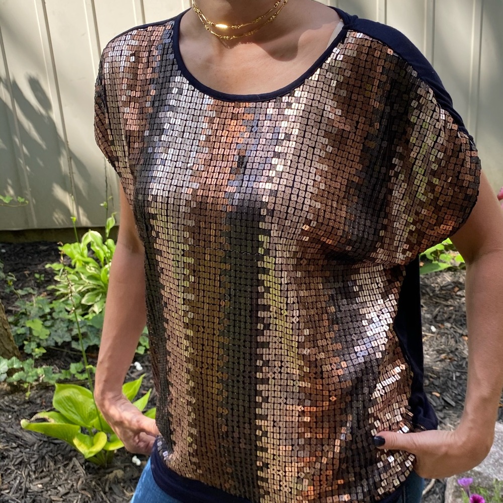Alfred Dunner sequined shiny party blouse